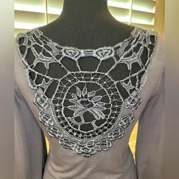 Sky Dresses & Skirts - NWOT Sky Plunge Neck Mini Dress with Crochet Lace Back, size L